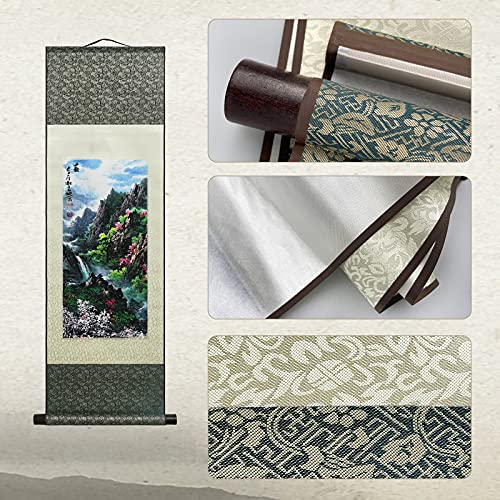 AtfArt Silk Scroll Painting, Asian Wall Art, Spring Landscape, 36.2x12in - color: F1(Spring)