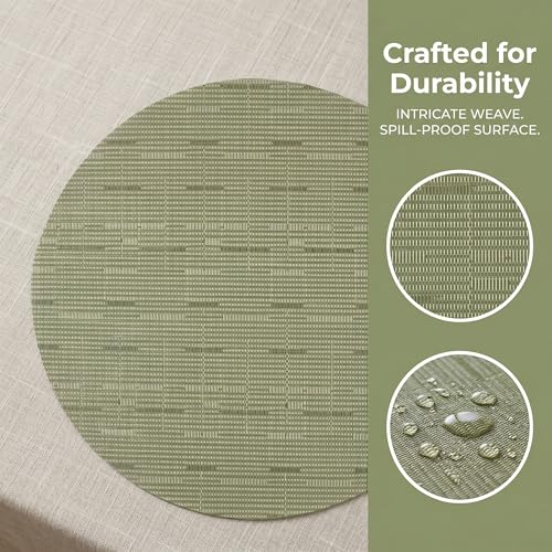 Round Imitation Bamboo PVC Placemats Set of 6,Countertop Protector - color: Green