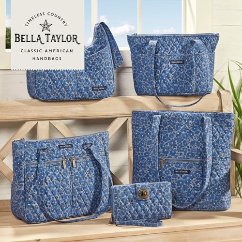 Bella Taylor Small Tote, Quilted Shoulder Bag for Women - color: Navy Floral