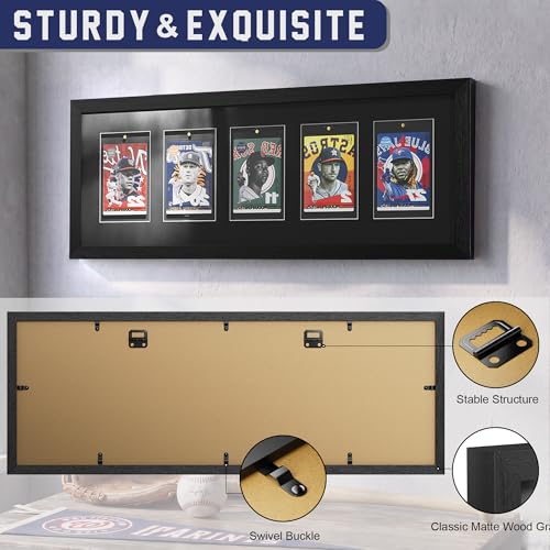 Sports Card Display Frame with Magnetic Card Holder & Tempered Glass - size: 5 Cards