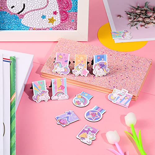 Containlol 40 Pcs Back to School Gift Unicorn Magnetic Bookmarks for Reading Girls Cute Page Clips Bulk Page Markers Bookmark for Classroom Reward Students Unicorn Party School Birthday Home Carnival
