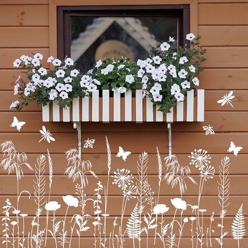 Large Flower Stencils for Painting Walls Floral Stencils for Wood Fence - style: Wildflower