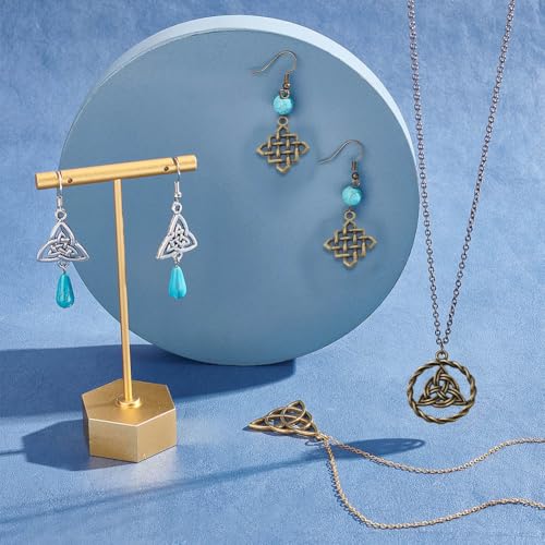 SUNNYCLUE 1 Box 56Pcs Knot Charms Celtic Knot Charm Irish Trinity Linking Connetor Charm Knots Beads Tibetan Style Flat Round Alloy Pendants for Jewelry Making Earrings DIY Supplies Adult