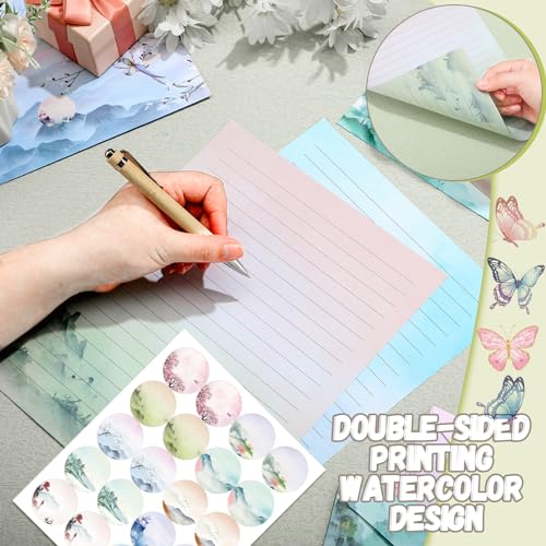 TaoBary 160 Pcs Ink Painting Stationery Paper and Envelopes Set, 8.5 x 11'' - size: 8.5 x 11 Inch, style: Ink Painting