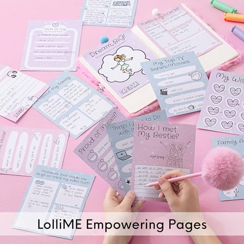 HAPPY LOLLI Pink LolliME DIY Journal Kit for Tween & Teen Girls Ages 8–14, Birthday Gift, 300+ Pieces Lockable Diary Set, Arts & Crafts, Scrapbook & Creative Journaling - color: Pink LolliME