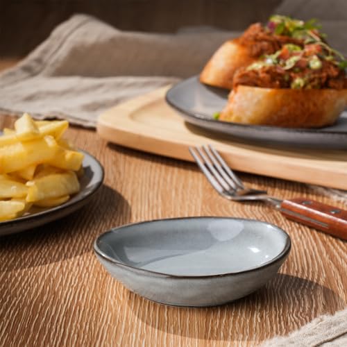 famiware Ceramic Soy Sauce Dish, 2.1oz Dipping Bowl Set of 6, Gray - color: Gray, size: 6pcs