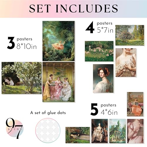 97 Decor Vintage Victorian Wall Art, 12 Pc Coquette Prints, Unframed - color: Baroque Victorian Gx8x10, size: unframed