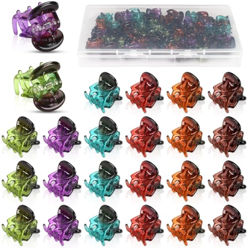 JANYUN 48Pcs Colorful Mini Hair Claw Clips, Small Plastic Hair Clips - color: Multicolor