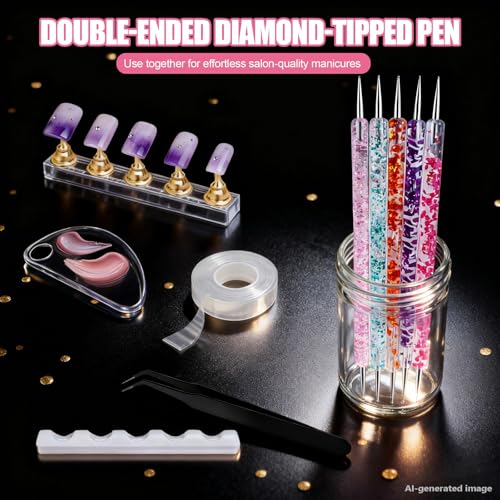 Artdone Nail Dotting Tools Art Brushes Kit With Nail Stand Gel Polish - color: Nail dotting tool brushes and stands kit