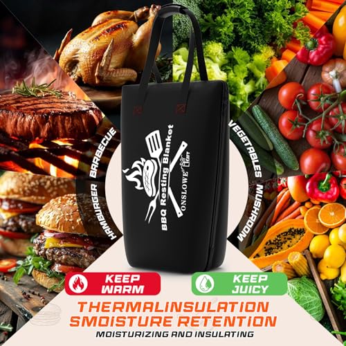 BBQ Blanket for Resting Meat - Meat Resting Bag of Washable Oxford Cloth - Insulated Brisket Resting Blanket for Turkey, Pork Shoulder & Beef - Gifts for Men, BBQ Lovers Gift (Black New, 25 in) - color: Black New, size: 25 in