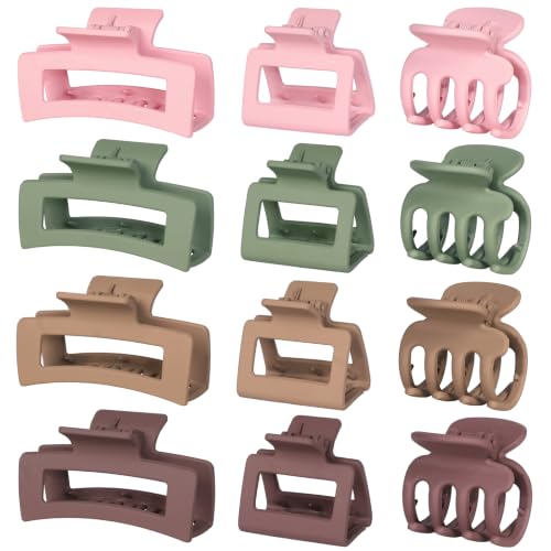 SMKSL 12 Pcs Hair Claw Clips for Women & Girls 3 Styles Hair Accessories - color: Neutral Harmony