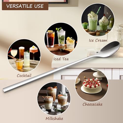 AOOSY 9-In Long Handle Spoon, Coffee Stirrers Ice Tea Spoon,Set of 2 - color: S sliver