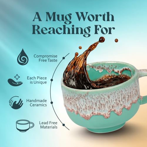 NOVA CERAMICS Mint Green Coffee Mug - 16 oz Ceramic Mug - Nebula - color: Nebula