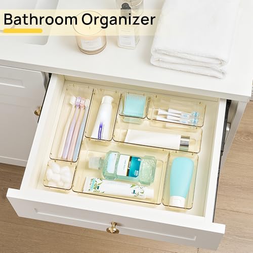 Vtopmart 25 Pack Plastic Drawer Organizers with Anti-slip Rubber Pads - color: Transparent Champagne