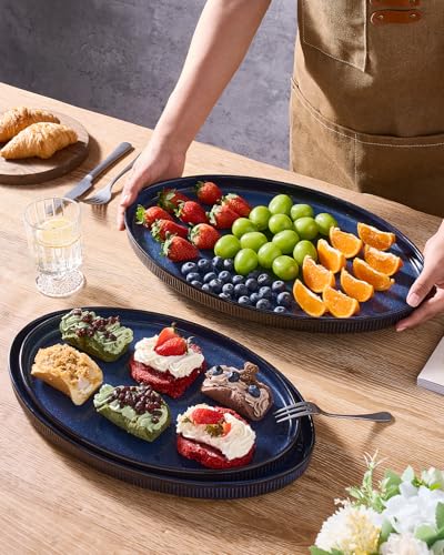 famiware Large Serving Platters Set of 3 Sizes - Oval, Nebulas Blue - color: Nebulas Blue
