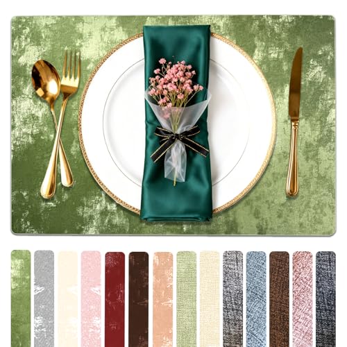 Faux Leather Placemats Set of 4, 11.8"x17.7", Forest Green - color: Forest Green, size: Set of 4