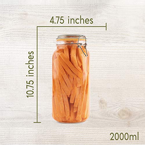 Glass Jars with Airtight Lids 67 oz [Set of 2] - size: 67 oz