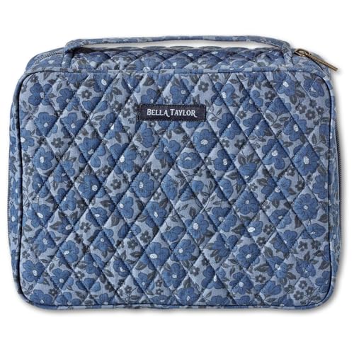 Bella Taylor Bible Cover, Quilted Bible Case, Navy Floral - color: Navy Floral, size: Large
