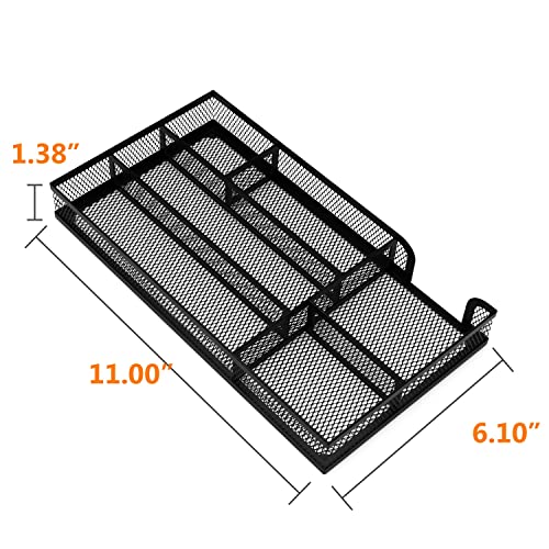 Desk Drawer Organizer, Small Metal Mesh Drawer Organizer Tray, Office Pencil Drawer Organizer Accessories for Desktop, Bathroom, Kitchen, Makeup, Vanity - color: 1PC-Black-Small
