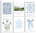 6Pcs Framed Blue Christian Canvas Wall Art Bible Verses - color: Blue Bible-Wrapped canvas, size: 16"Lx12"W