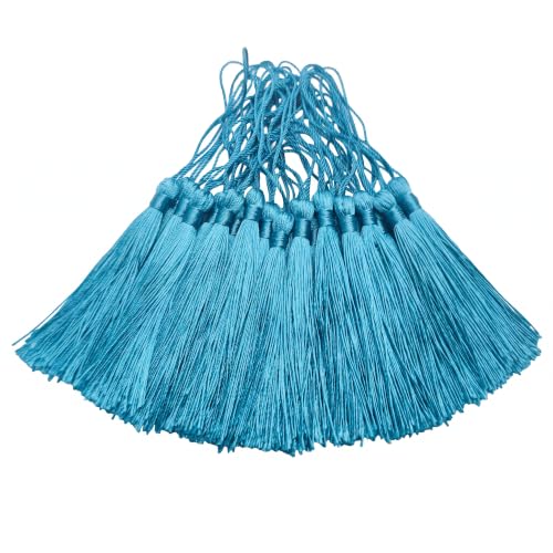 100Pcs 5 Inch Silky Bookmark Tassels for Jewelry, Souvenir (Peacock Blue) - color: Peacock Blue