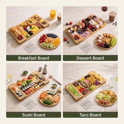 SMIRLY Bamboo Charcuterie Board Set with Serving Accessories