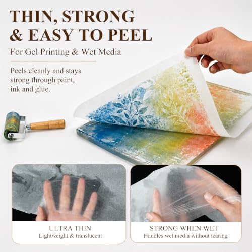 100 Sheets Cicada Wing Rice Paper - Handmade Bamboo Pulp Xuan Paper for Mixed Media, Gelli Printing & Calligraphy - Ultra-Thin, Strong & Translucent Art Paper for Collage, Layering & Journaling - color: A-White