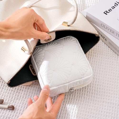 RSRSLEII Seashell Quilted Cotton Makeup Pouch for Purse, Small, White - color: 02Small Seashell