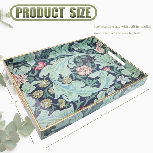 Spsyrine Plastic Serving Tray with Handles for Coffee Table, Leicester - color: Multi F