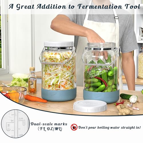 2 Pack 1 Gallon Glass Jar with Airtight Lid for Food Storage - size: 1 Gallon/2 Packs(with handle & base)