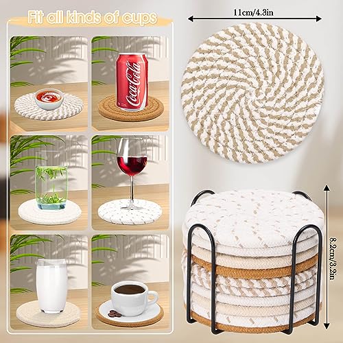 Billbotk 10 Pieces Boho Coasters for Drinks, Absorbent Drink Coasters Set for Home Decor, Fall Decorations for Home and Farmhouse, 4.3 Inches - color: Brown