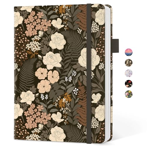 Taja Pretty Lined Journal for Women, Aesthetic Hardcover Leather Journal - color: B-Wild Rose, style: A-Lined