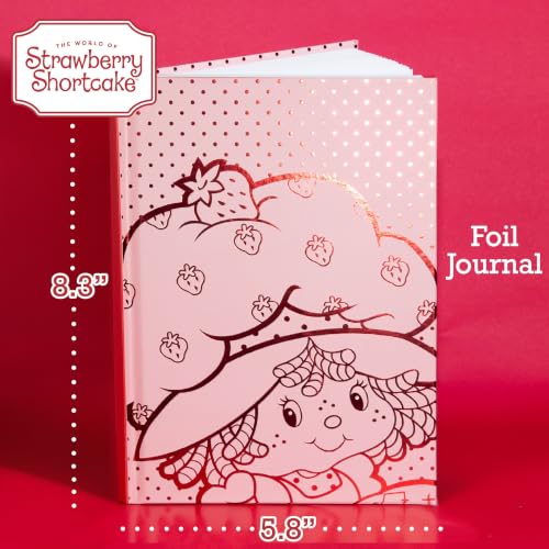 Strawberry Shortcake Red Foil Hardcover Journal, Lined Notebook with Ribbon Bookmark, 5.75 x 8.5 Inches, 87 Pages - color: Strawberry Shortcake Red Foil