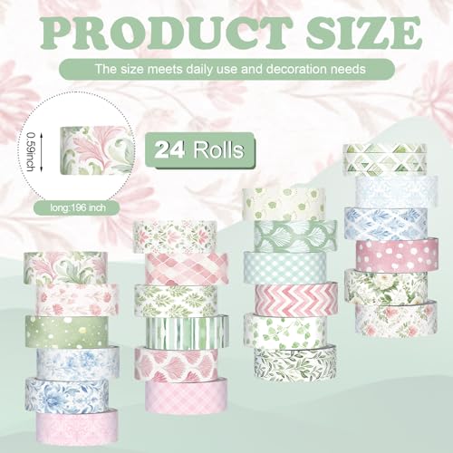 Gueevin 24 Rolls Floral Washi Tapes Set Scrapbook Supplies, Garden - style: Garden