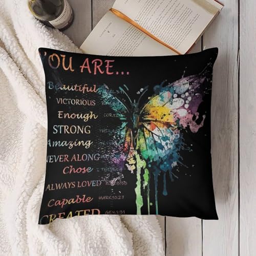 Colorful Butterfly Pillow Covers Quotes Inspirational Motivational Positive Art Home Decor Sofa Bedroom Cushion Outdoor Indoor Decorations 16 "x16 - color: Butterfly-3, size: 16" x 16" (Pack of 2)
