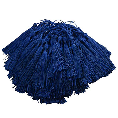 100Pcs 5 Inch Silky Bookmark Tassels for Jewelry, Souvenir(Dark Blue) - color: #52