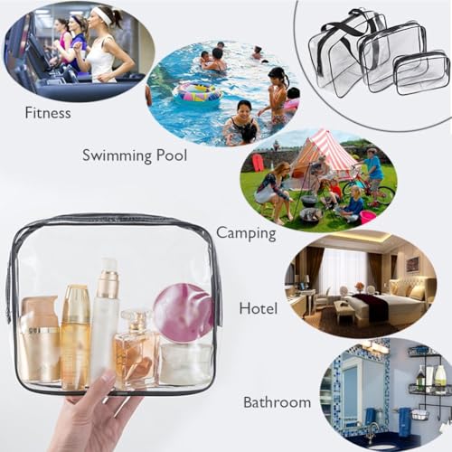 APREUTY 6 Packs Clear Makeup Bags, TSA Approved Toiletry Bags Set, Black - color: Black-6PCS (Large+Medium+Small)