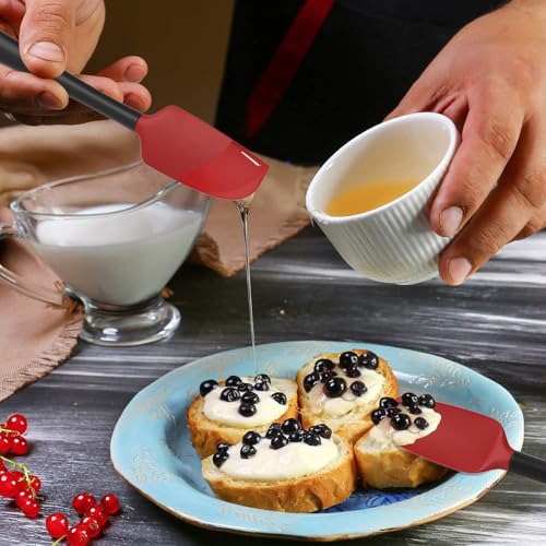 Coukre Silicone Spatula Set of 5,High Temperature Resistant, Food Grade Silicone, Dishwasher Safe, for Baking, Cooking (Red Black) - color: Red Black