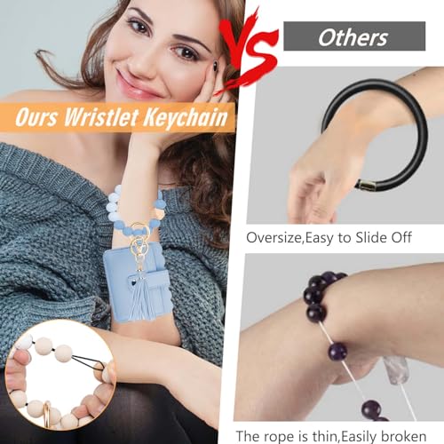 Wristlet Wallet for Women with Keychain – RFID Card Holder Small Wallet Wristlet with Key Ring - color: Blue, style: Classic