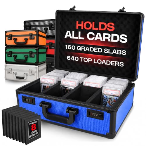 Universal Trading Card Storage Box, 4 Row Blue Graded Card Case Slab Case - color: Blue, size: 4 Row