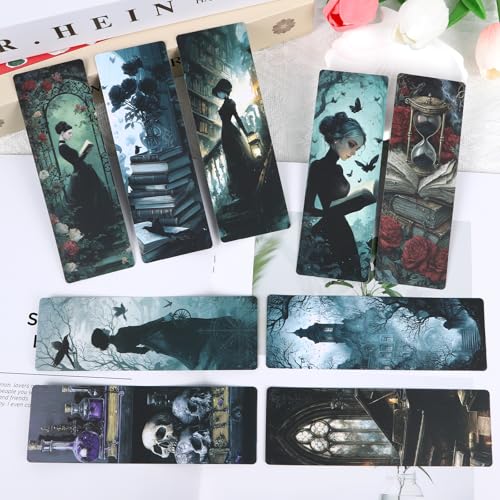 Dark Academia Bookmarks for Women - 100 Pcs Gothic Witchy Vintage Bookmark Dark Romance Book Mark Skull Rose Page Marker Clip Gifts for Book Lovers Students Teachers Bookish Reading - color: Dark Academia