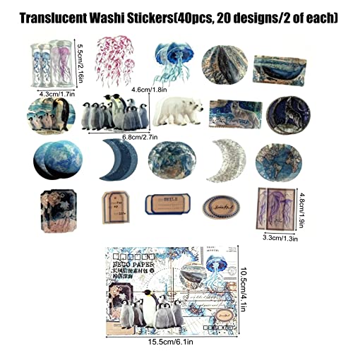 Esweny 100 PCS Vintage Ephemera Pack Journaling Scrapbooking Supplies Scrapbook Sticker Paper Kit for Junk Journal Planners Collage Craft Notebooks Decoupage Album (Ocean) - color: Ocean