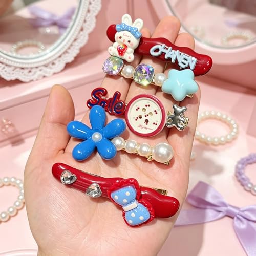 15 piece set of girls' and ladies' hair clips, sweet and fashionable hair clip set, pearl acrylic resin hair accessories, suitable as gifts for girls and ladies (Burgundy) - color: Burgundy