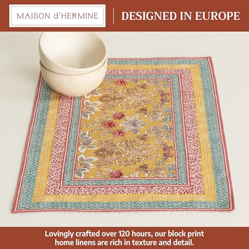 Maison d' Hermine Placemats Set of 4 Reusable 100% Cotton (13"x19") - color: 001 - Marquise, size: 13" X 19" (Pack of 4)