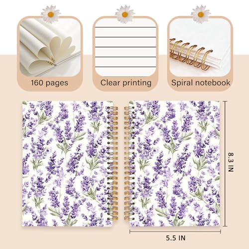 Enkvke Purple Floral Notebook for Women - color: Floral-FLavender Purple-A5