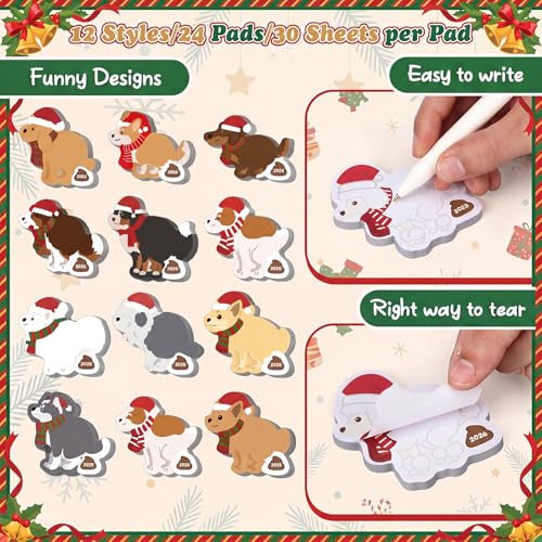 Yinder 24 Pads Dog Poop Sticky Notes Funny Christmas Party Gift - color: Multicolor, size: Dog Poop