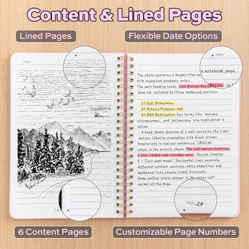 deli Pink Lined Spiral Journal Notebook, 160 Pages, A5 (5.5"x8") Hardcover Writing Notebook, College Ruled Spiral Bound Journal for Women & Men - Perfect for Work, School, Office & Note Taking - color: Pink