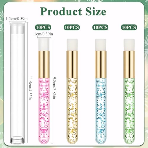 80 Pcs Lash Shampoo Brushes Set Bulk, 40 Glitter Crysta Eyelash Extension Clean Brush with 40 Pcs Plastic Tube Nose Pore Deep Cleaning Brush for Facial Cleaning (4 Color)