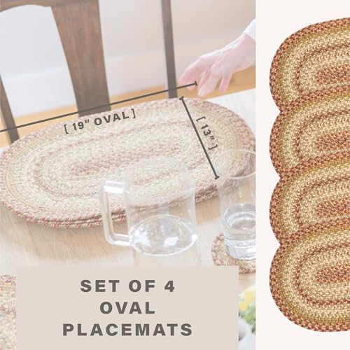 Homespice Harvest Braided Placemats for Country Decor, Oval 13x19 Set of 4 - color: Harvest