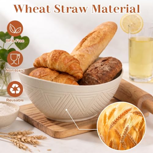 65 OZLarge Ramen Bowl, Wheat Straw Bowls Set of 4 (Beige) - color: Beige, size: 65 Oz
